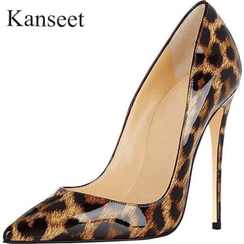 Kanseet Slip-On Shallow Sexy Leopard Pointed Toe New Spring Summer Female Single Shoes Stiletto Heels Hot Sale Women Pumps 42