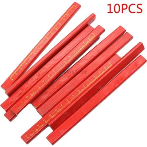 10Pcs Carpenters Pencils Black Lead For DIY Woodworking Black Thick Core Flattened Mark Pen Pencil