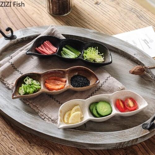 Bean Shape Ceramic Snack Platter Fruit Plate Japanese Sushi Seasoning Dish Dipping Sauce Dish Home Kitchen Creative Tableware