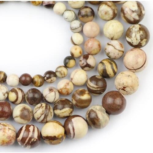 YHBZRET Natural Stone Zebra Round spacer Loose Beads For Jewelry making 6/8/10/12mm fit bracelet accessories DIY accessories