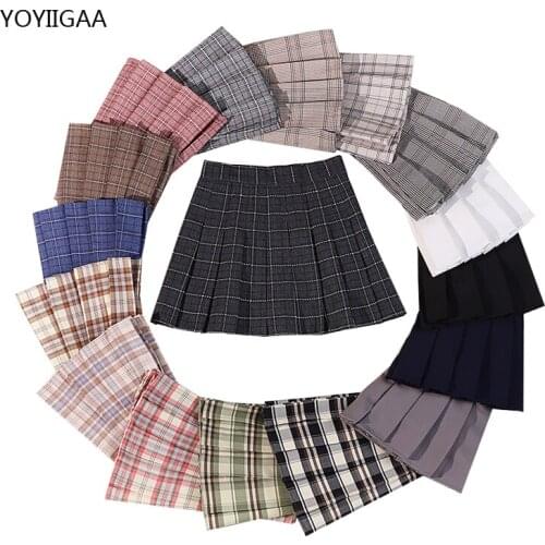 Summer Women Skirts High Waist Ladies Plaid Mini Skirt Preppy Style Casual Female Pleated Skirts Sweet Cute Girls Dance Skirts