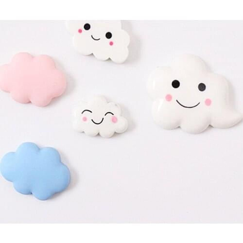 Cute White Smile Cloud Resin DIY Accessories Small Craft