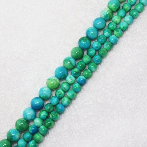 Mini. Order is $7! 6,8mm Blue Green Multicolor Snow jades stones Jaspers Round DIY Jewelry Making Loose Beads 15"