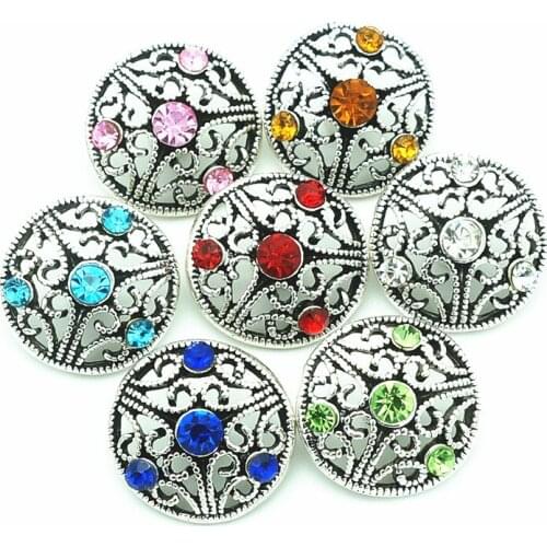 Fashion beauty Rhinestone Hollow flower pattern 18MM metal snap buttons fit DIY 18mm snap jewelry wholesale KZ3294