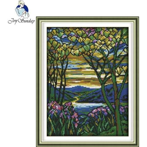 Joy Sunday Scenery series Canvas DMC Counted 14CT and 11CT Chinese Cross Stitch Kits printed Embroidery Set Needlework