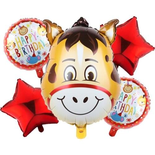 5pcs/lot Jungle Animal party theme balloon baby shower birthday party decoration aluminum film balloon combination