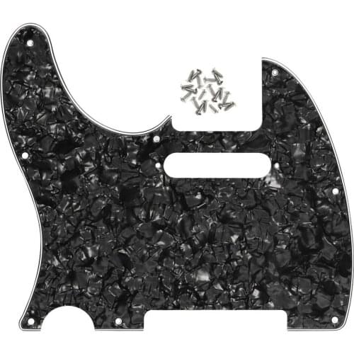 FLEOR 8 Holes Left Handed Guitar Pickguard Scratch Plate Black Pearl 4Ply with Screws For TL Guitar