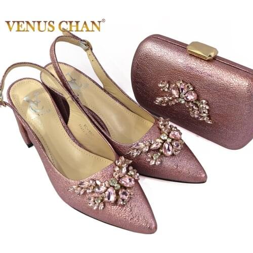 New Wine Shoes with Matching Bags Shoes and Bags To Match Matching Shoes and Bag Set for Wedding Rhinestone Women Party Pumps