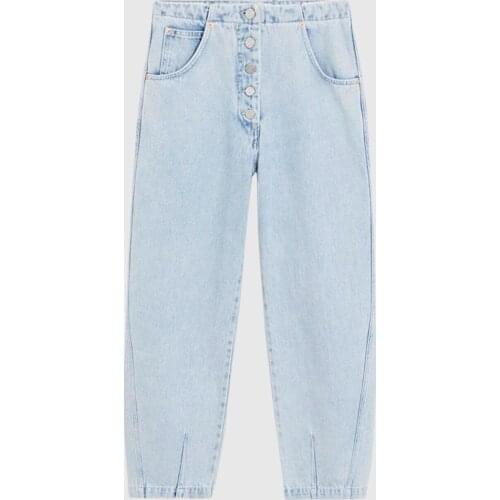 Regular Paperbag Elastic Waist Womens Jeans