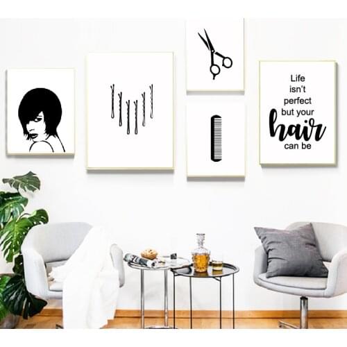 Hair Salon Shop Wall Art Pictures Comb Scissors Hairpin Canvas Painting Modern Minimalist Posters And Prints Hairstylist Gift