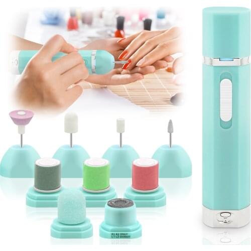 Pinkiou 9 IN 1 Personal Nail Drilling Apparatus For Manicure Home Salon Manicure Pedicure Instrument Nail File Tool