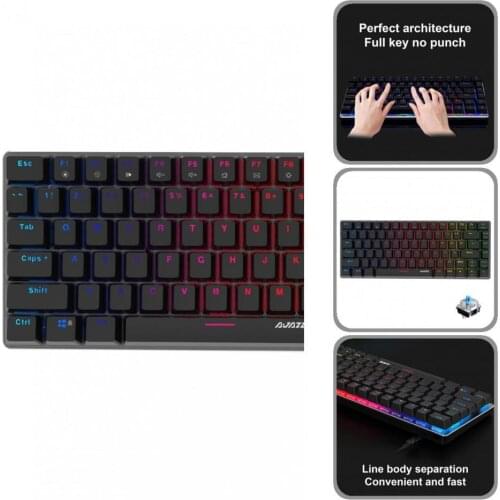 AJAZZ Reliable Black/Blue Switch Wired Mechanical Keyboard 82 Keys Wired Keyboard Comfortable for Computer
