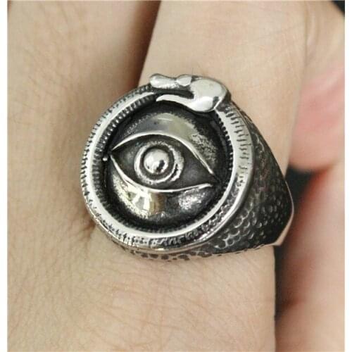 Size 7-13 Punk Style All Seeing Eye Ring 316L Stainless Steel Jewelry Cool Design Mens Women Biker Lord God Eye Ring