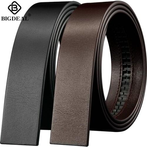 BIGDEAL No Buckle 3.5cm Wide Real male Genuine Leather Belt Without Automatic Buckle Strap Designer Belts leather belt men