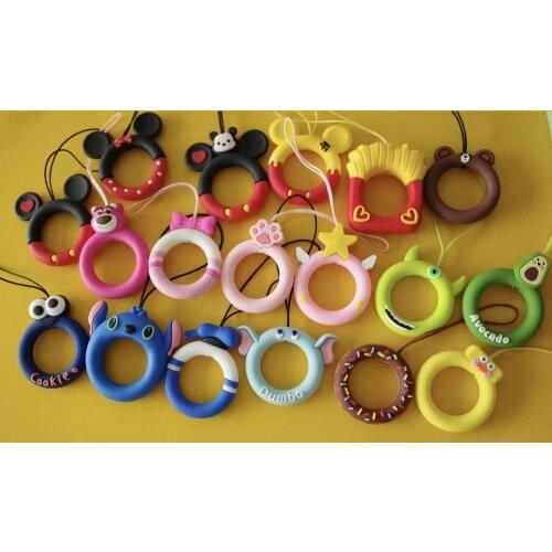 Cute Silicone Finger Ring Phone Strap Short Lanyard Straps Phone Charm Cell Phone Lanyards for Key Dibujo Animado Sleutelkoord