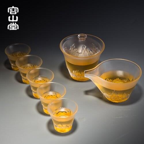 RongShan hall coloured glaze tureen tea set fair mug sample tea cup kung fu master fair mug cup glass cup group