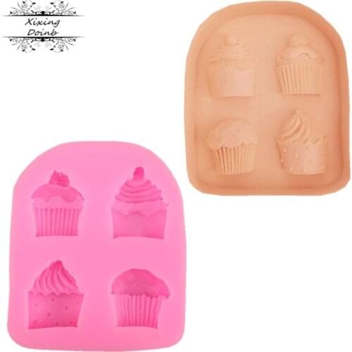 DIY small cake paper cup cake shape silicone mold fudge cake decoration mold Chocolate Mold
