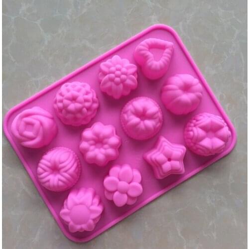 Silicone Cake Molds 12 Grids Moon Cake Mold DIY Hand-made Soap Mold AT54
