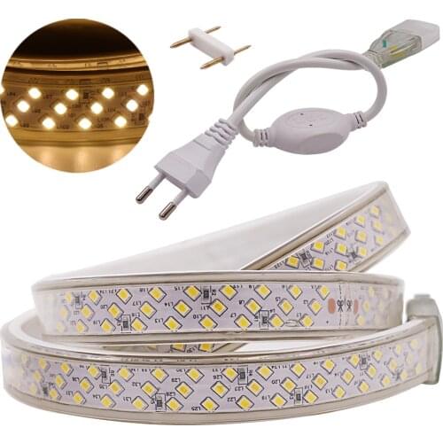 SMD2835 276Leds/m Waterproof Flexible Tape Rope LED Strip Light 220V Three Row Ribbon Lamps Decor With EU Plug