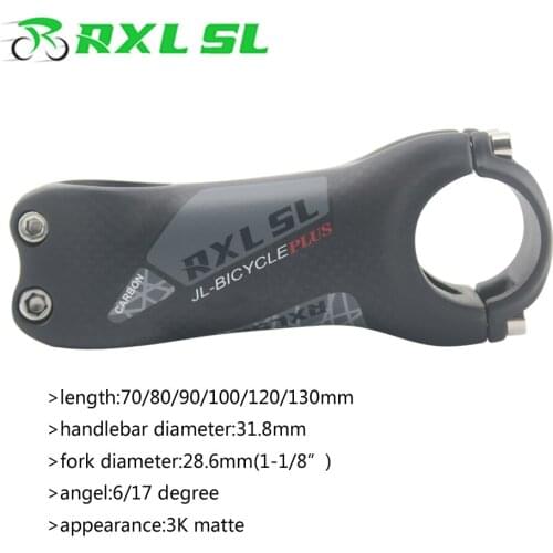 RXL SL Mountain Bike Carbon Stem 3K Matte Stem Mtb 31.8mm 6/17 Degree Black 70/80/90/100/110/120/130 Road Bicycle Carbon Stems