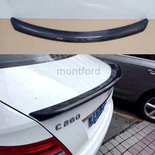 W204 C250 C300 C63 Real Carbon Fiber Car Rear Trunk Spoiler Wing For Mercedes For Benz 2008-2014 4 Door V Style Wing Spolier