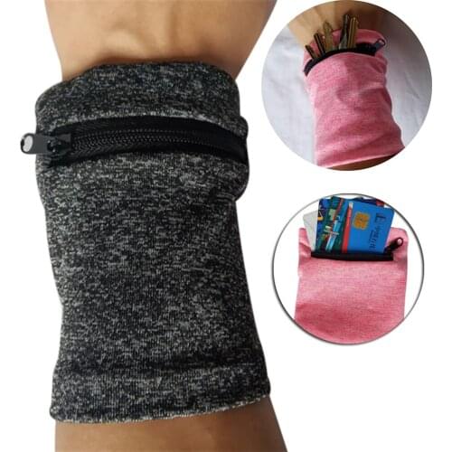 Unisex Running Hand Guards Storage Bag Protector Zipper Sweat Band Wrist Support Wristband Sport Wrist Strap Wallet Storage