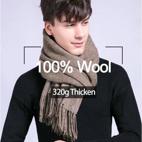 Winter 100% Wool Scarf For Men Warm Solid Tassels Echarpe Fine Wool Neck Scarves Male Fashion Cashmere Scarfs Bufandas Hombre