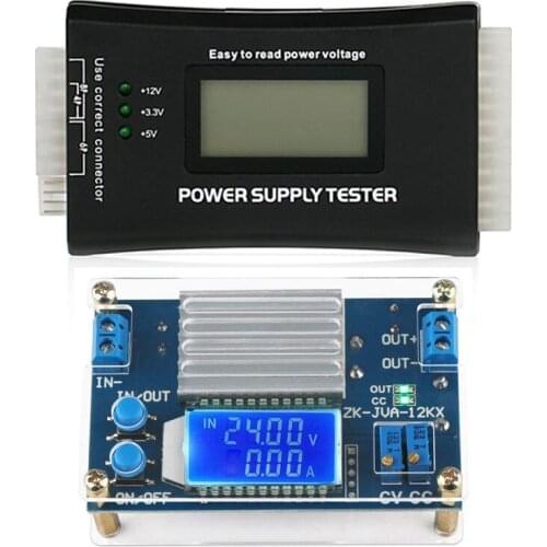 1pcs 20+4 Pin LCD Power Supply Tester & 1pcs DC 0-32V 12A Constant Voltage Current Step Down Power Supply Module Board