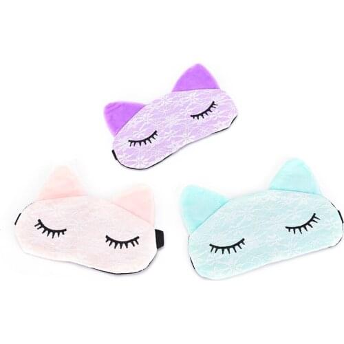 1pc Cartoon Relaxing Cat Design Eyeshade Sleeping Mask Black Mask Bandage On Eyes For Sleeping Travel Sleep Eye Cover
