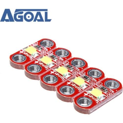 100pcs/lot 20x5 3V-5V 40MA LilyPad LED Module SMD Module pure white color 3v to 5v
