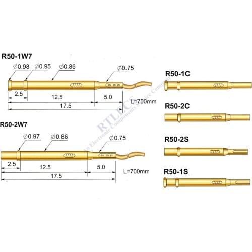 100pcs R50 Series Test Probe Receptacle Length 17.5 MM Test Pogo Pin Connection FOR P50 Spring Loaded Bare PCB Test Pogo Pin
