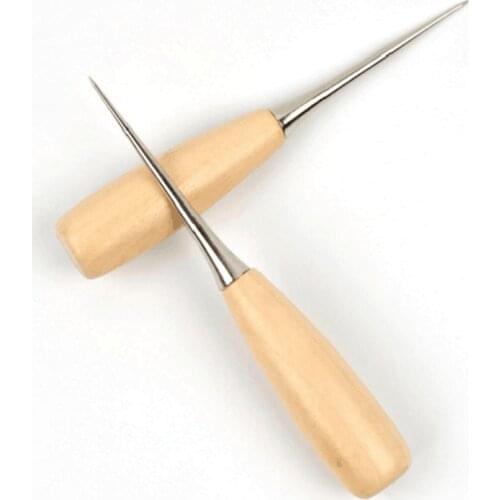 2PC Hot sale High Quality Sewing Tool Professional Leather Wood Handle Awl Tools For Sewing Leather Craft BB5546