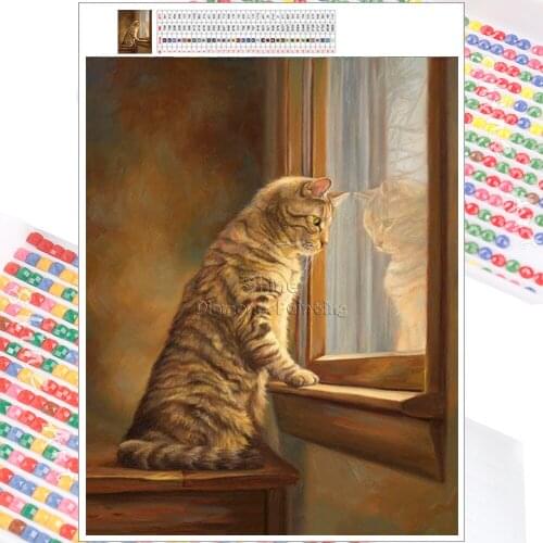 Diamond Embroidery Mosaic Painting Cat Animal Paint 5D DIY Full Square Round Cross Stitch Mural Home Decoration