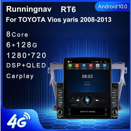 9.7" Android 10.1 For TOYOTA Vios yaris 2008-2013 Tesla Type Car Radio Multimedia Video Player Navigation GPS RDS