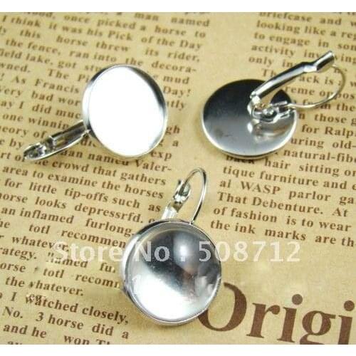 Free shipping!!! DIY jewelry-French Lever back earring base silver color 12mm pad earring findings EFH0001