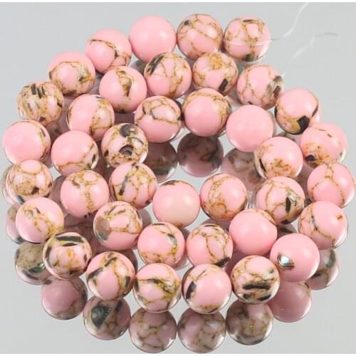 Pink Howlite Stone Beads Round Loose Shell Turquoises Beads For Jewelry Making DIY Bracelet Necklace Accessories 4/6/8/10/12MM