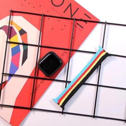 Case + Braided Strap Apple Watch Band 44 40mm iWatch 42 38mm Rainbow Elastic Rainbow Wristband Apple I watch series 6 SE 5 4 3