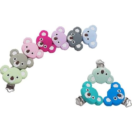 Chenkai 50PCS Cute koala Silicone Pacifier Clip Animals holder Teethers For DIY Baby Nursing Soother Clips Chains Accessories