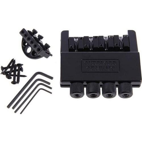 1 Set Black Headless 4 String Electric Guitar Bass Tremolo Bridge System for Headless Guitar