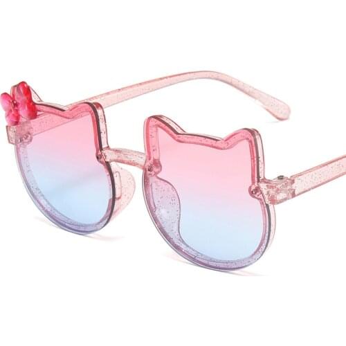 Lovely Bowknot Children Sunglasses Girls Boys Cat Shape Glasses Cute Kids Eyeglasses Colorful Lens Baby Shades Vogue Trends 2021
