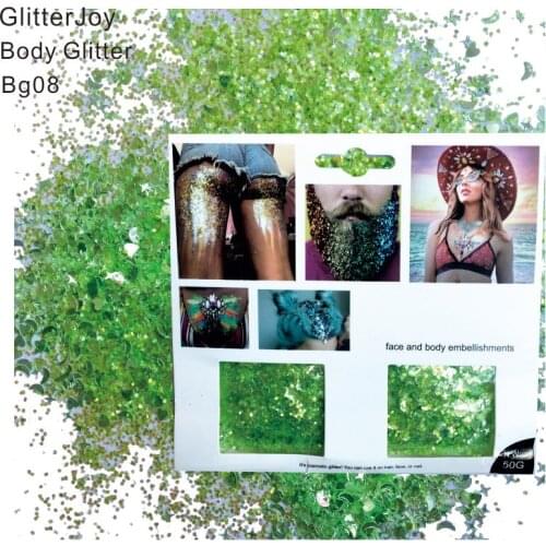BG08 one pack of Fluorescent Green Body Glitter ideal for Rave Outfit Body Paint Party on Tomorrowland or Carnival