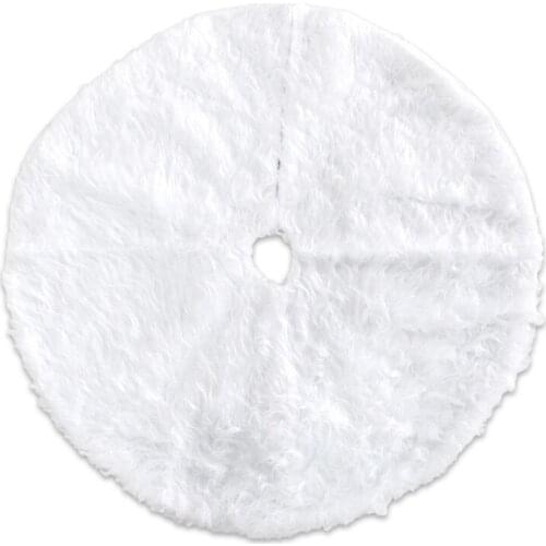 Hot Sale Snowy White Luxury Faux Fur Xmas Tree Mat for Holiday Decoration Christmas Tree Plush Skirt