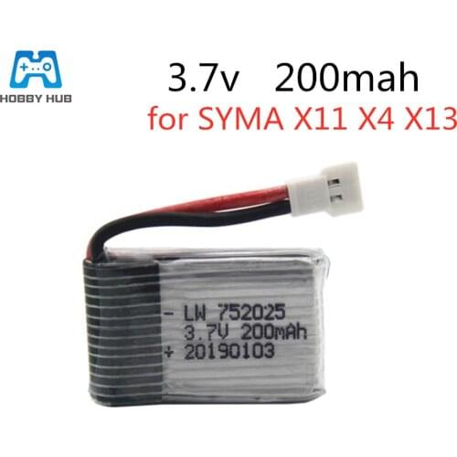 Hobby Hub 3.7V 200mAh 752025 Lipo battery for SYMA X11 X4 X13 Drone Rechargeable Efficient High Performance Lithium Battery