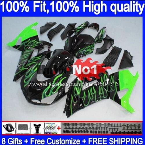 Injection For KAWASAKI ZX 14R ZX14R 06 07 08 09 10 11 78MC.139 ZZR1400 ZX-14R 2006 2007 2008 2009 2010 2011 Green flames Fairing