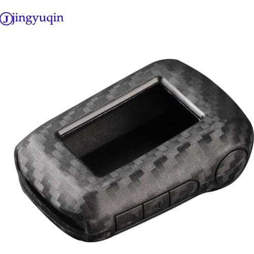 Jingyuqin 3b Carbon Fiber Patten Silicone Car Key Shell For Starline A92/A94/V62/A62/A64 LCD Car Key Holder Case Cover