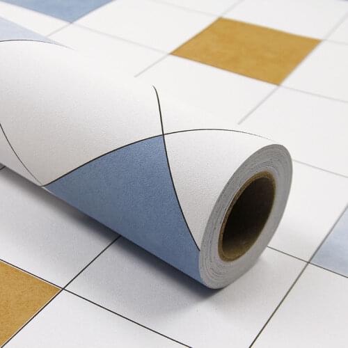 Classic 3D Lattice Grid Wallpaper Cartoon For Kitchen Desktop Waterproof Bedroom Cabinets Self-Adhesive Stickers Home Decoration