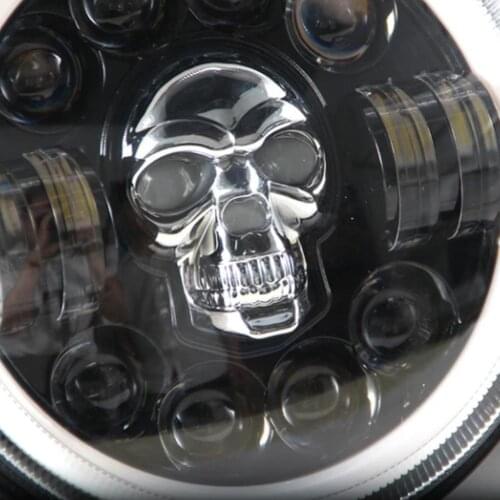 Skull Ring Amber Angel Eyes High/low LED Daytime Driving Headlight Beam Suitable For Jeepney Varada Motocross