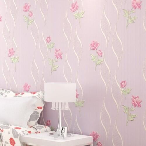 Beibehang 3d fine three - dimensional wallpaper European style pastoral warm simple wedding room full floor bedroom living