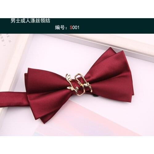 Red black groom bow tie formal dress wedding solid color best man with a bow tie mens wedding suit tide