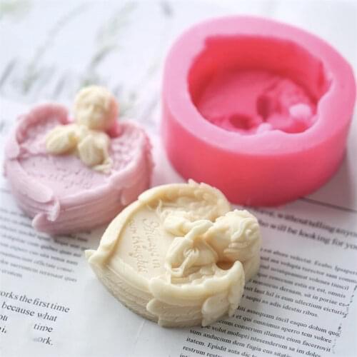 Love Heart Angel Winds Prayer Silicone Molds Plaster Aromatherapy DIY Molds Handmade Soap Making Tools Epoxy Resin Mould